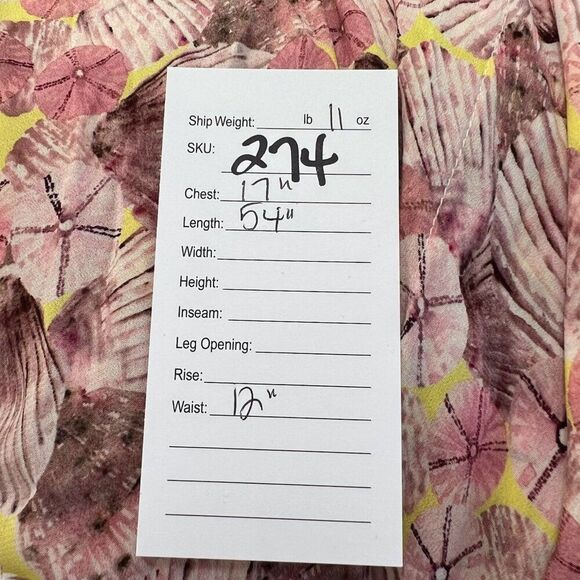 Rujuta Sheth Anthropologie Pink Shell Print Maxi Dress Cinch Drawstring Waist OS - Picture 13 of 13